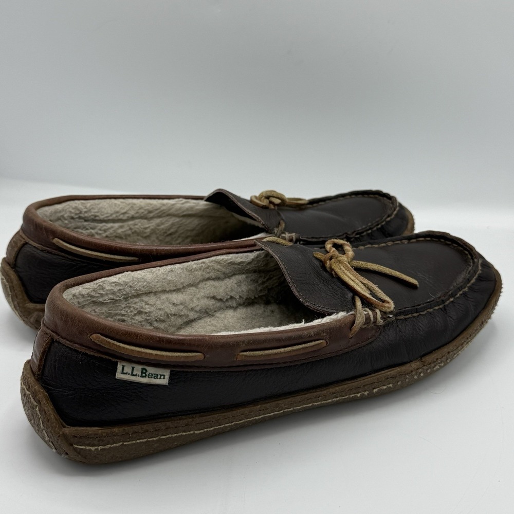 LL Bean Moccasin Leather Slip-On Loafer Shoes Men's Size 11 Brown 212984 I9